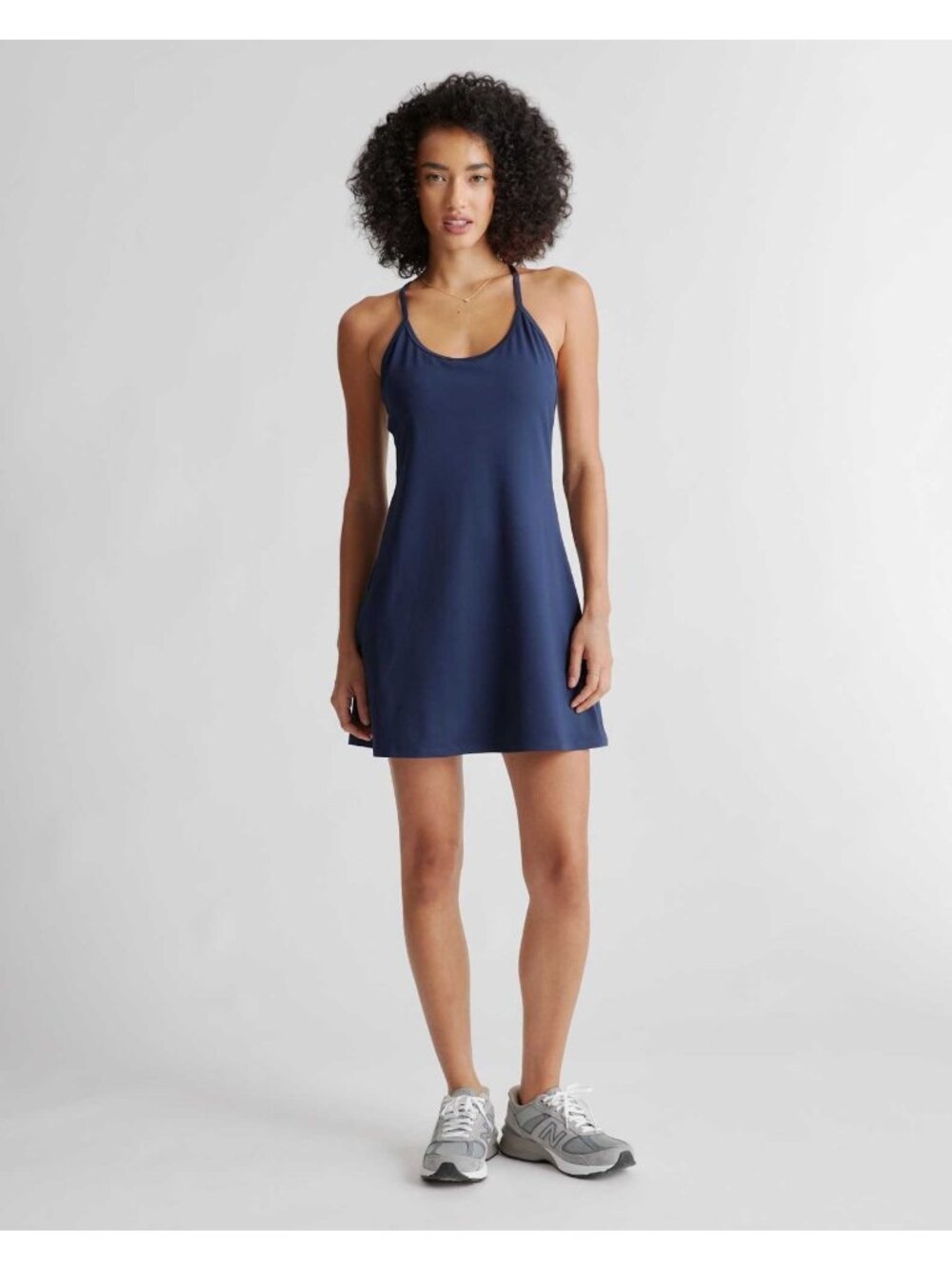 Quince Women's Ultra-Soft Activewear Dress Large Navy Blue Recycled Polyester